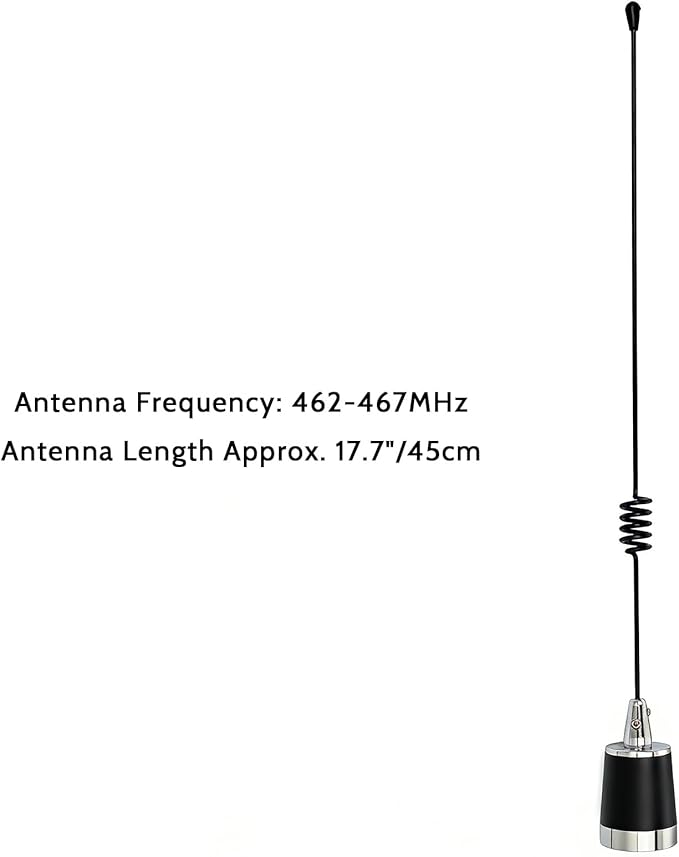 TWAYRDIO 17.7" GMRS Radio Antenna with NMO Connector, 462-467MHz GMRS Antenna for Motorola Midland Retevis Baofeng Mobile Transceiver, Requires NMO Mount
