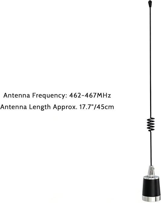 TWAYRDIO 17.7" GMRS Radio Antenna with NMO Connector, 462-467MHz GMRS Antenna for Motorola Midland Retevis Baofeng Mobile Transceiver, Requires NMO Mount