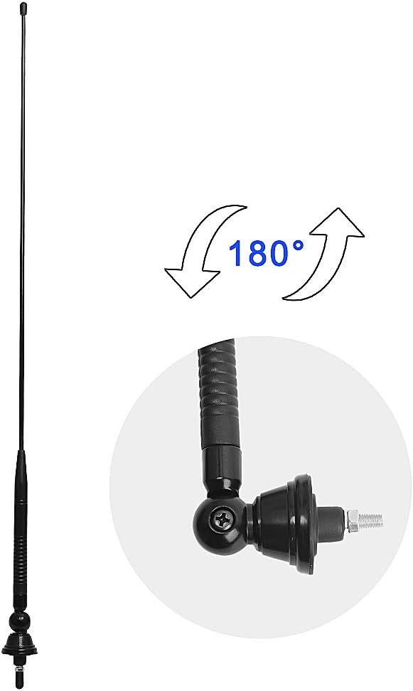 ASOOLL Black Boat Marine Radio Antenna FM AM Aerial 26.5 inch for Car Turk ATV UTV Yacht Tractor RV