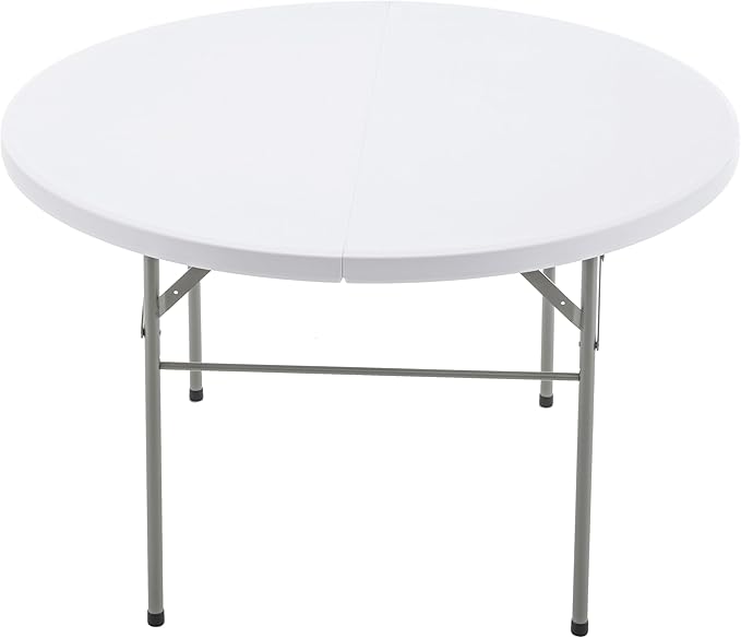 BTEXPERT Set of 2 White 4 Ft 48inch Round Plastic Folding Table Commercial Portable for Banquet Dining Wedding Party Events Home Kitchen Patio Backyard Indoor Outdoor
