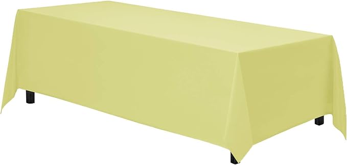Gee Di Moda Rectangle Tablecloth - 90 x 132 Inch Yellow Table Cloth for 6 Foot Tables with Floor-Length Drop - Heavy Duty Washable Fabric for Holiday Party, Dinner, Weddings & Baby Shower