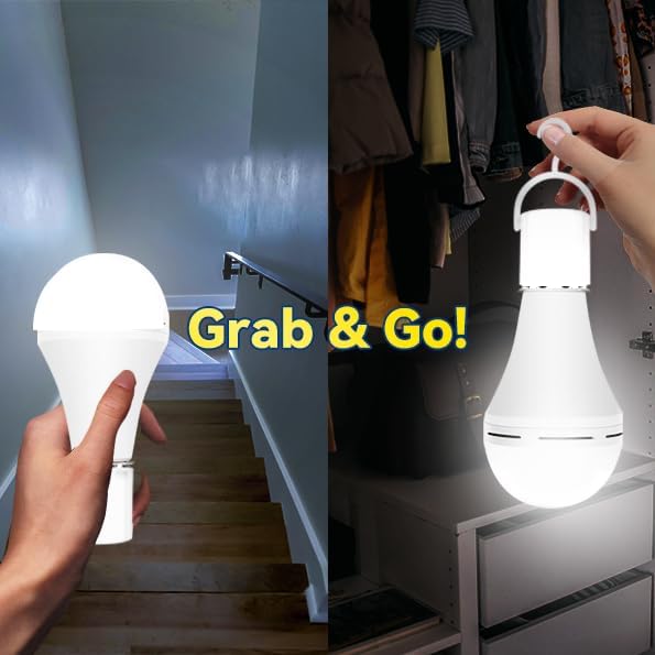 Neporal LITE PRO Rechargeable Light Bulbs, 2600mAh Large Battery Backup Light Bulbs, Perfect As Emergency Lights for Home Power Failure, Hurricane Prepareness Item, E26/E27