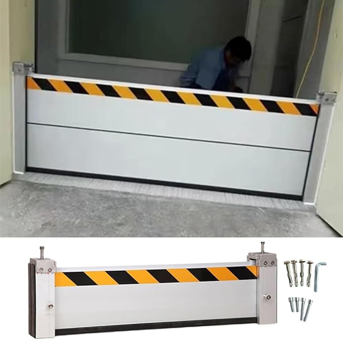 Flood protection barrier door, Flood Protection Barrier Water, 3/4/5/6/7/8/9/10/11/12/13ft Long Aluminum alloy material, Basement Windows Flood Protection Barrier Removal(H 0.6ft(20cm),8.5ft(2