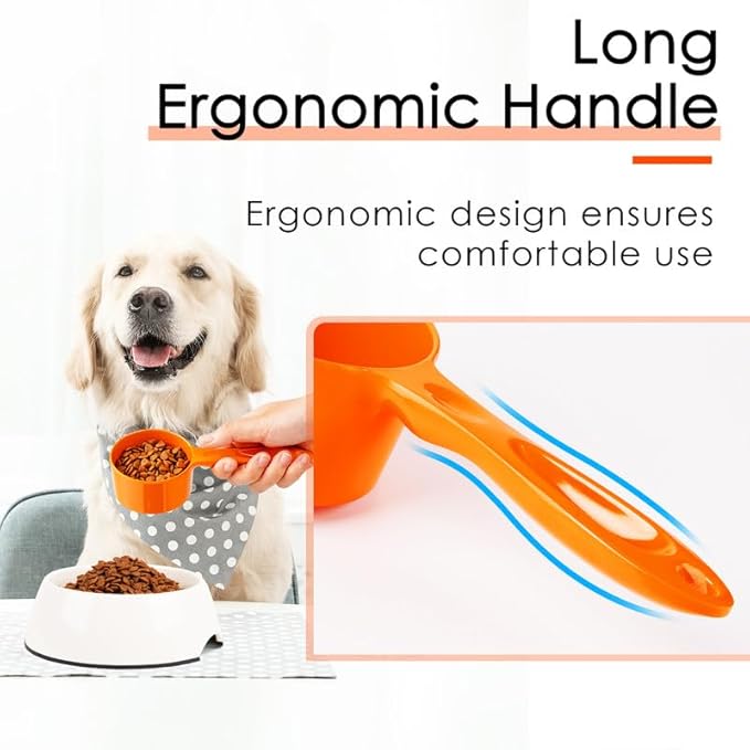 SUPERDESIGN 1 Cup Dog Food Scoop for Container Melamine Measuring Scoop for Dogs Cats Birds and Rabbits Pet Food Feeding Scoop Dishwasher Safe - Orange