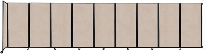 Versare Room Divider 360 Wall-Mounted Folding Partition | Locking Wheels | Temporary Room Separator | 25' x 6' Beige SoundSorb Panels