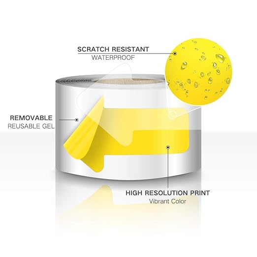 Arrow Floor Sticker Tape 3"6" Floor Marking Sign 200 PCS Decal Yellow
