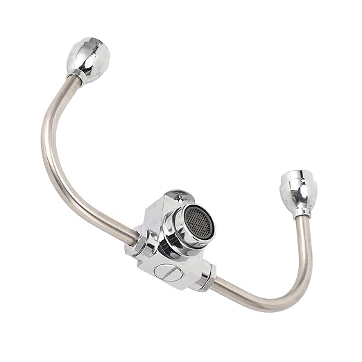 Faucet Mounted Eyewash Station, Emergency Eye Wash Unit with Double Nozzles, 360 Degree Rotatable Stainless Steel Eyewash for Laboratory Factory Office Sink, Includes Protection Co