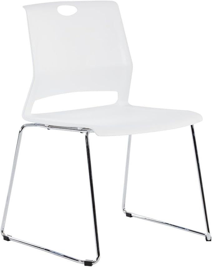 Sidanli White Plastic Stackable Chairs-(Set of 4)