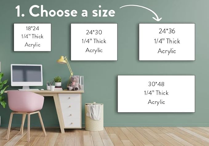 Acrylic Dry Erase Board for Wall with Stylish Border - Shipped Next Day, Made in USA, Non-Magnetic Whiteboard, Wall Mounted Board, Easy to Clean (Black - 30x48)