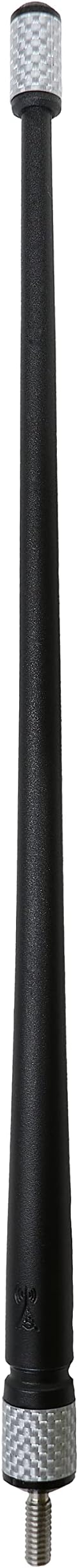 Votex - The Spartan - 13 3/4 Inch Rubber Antenna - USA Stainless Steel Threading - Silver Carbon Fiber Trim - Tuned Internal Copper Coil - A601-HHU-15