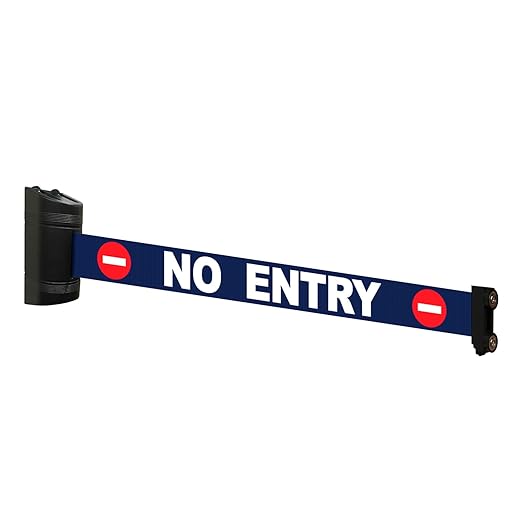 Magnetic Retractable Wall Barrier - Temporary Crowd Control Tool For Safety Queue Solution - 120" Belt Length Coverage with Strong Magnets by VIP Crowd Control (120" No Entry)