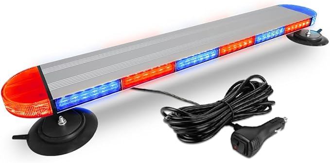 ASPL 31 inch Low Profile Rooftop Emergency Strobe Lights Bar Full Aluminum Flashing Safety Warning Traffic Advisor Lightbar Hazard Snow Plow Light for Trucks Tow Construction Vehicles (Red/Blue)