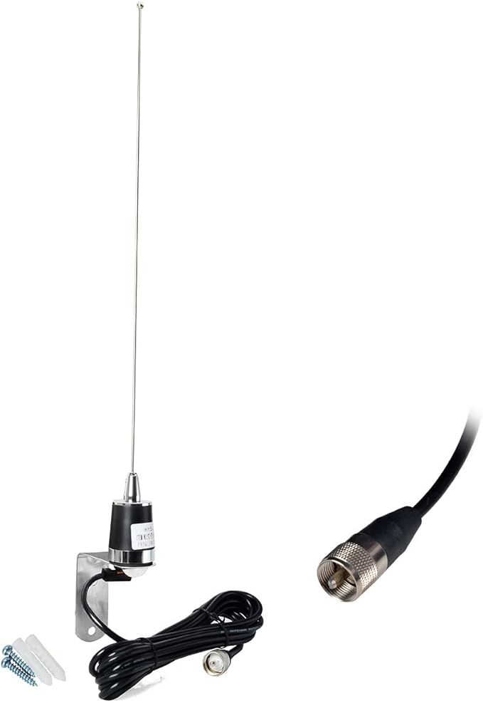 HYS Amateur Antennas Dual-Band NMO 20 Inch Antenna VHF 144/UHF 430MHz NMO L Shape Mount Mobile Antenna Bracket W/13 ft RG58 Coax Cable NMO to UHF-male/PL259 for Motorola Kenwood Midland Mobile Radios