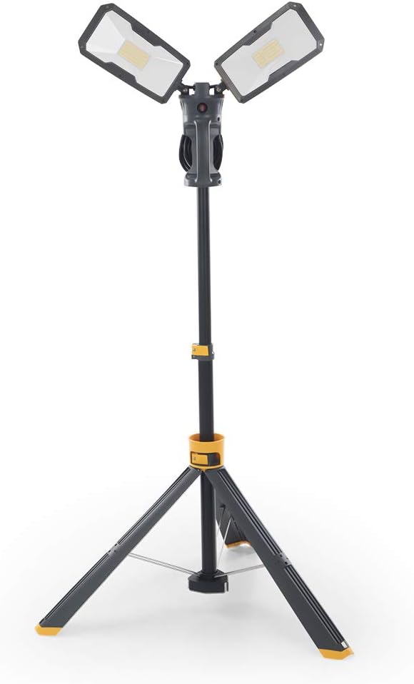 LUTEC 【Upgraded】 6290Max 15000 Lumen 138W Dimmable LED Work Light with Telescoping Tripod, Adjustable Color Temperature Dual-Head Work Light with Stand and 8 Ft 3-Prong Power Cord