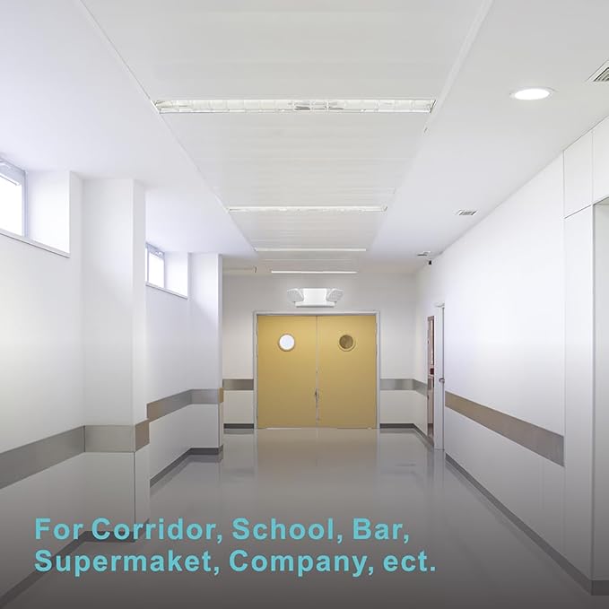 AKT LIGHTING Commercial Emergency Light, UL Certified, White Emergency Light Fixture with 2 LED Square Heads Adjustable & Backup Batteries Exit Lighting Pack of 12
