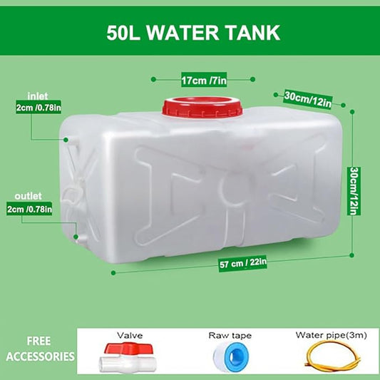 Water Storage Tank for Camping Plastic Large Capacity Water Tank Water Container with Spigot for Emergency Storage Household Outdoor Camping RV Self-Driving Tour(Size:50L/13.2gallon)