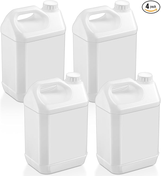 Hoolerry 4 Pack 1 Gallon Plastic Jug with Child Resistant Lid Jugs with Ergonomic Handle Reusable Storage Containers, HDPE Construction for Residential or Commercial Use