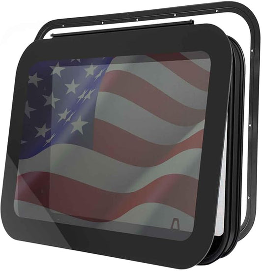 30"x20" Frameless RV Sliding Window - DOT Approved Tinted Glass, Anodized Aluminum Frame w/Mesh Screen, Fits 1.5"-1.875" Walls (Complete Installation Kit Included)