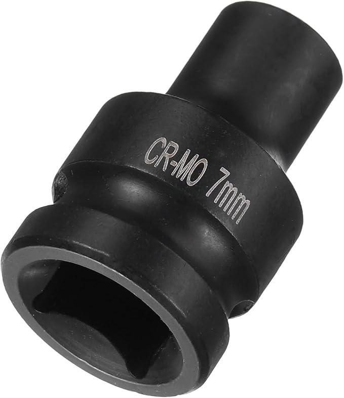 HARFINGTON 4 Point Square Socket 1/2" Drive 7mm Metric Square Impact Socket CR-MO Blackening Standard Wheel Sockets Pneumatic Socket Tool for Auto Repair Mechanical Maintenance Home Use