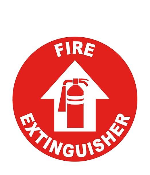 Stranco Floor Signs "FIRE EXTINGUISHER" Non-Slip Permanent Acrylic Adhesive, 17" White on Red