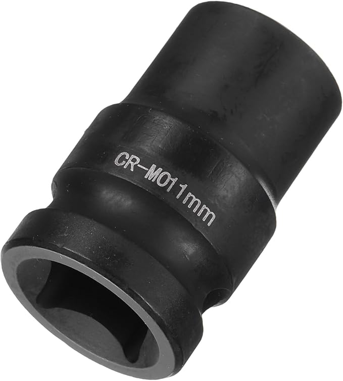 HARFINGTON 4 Point Square Socket 1/2" Drive 11mm Metric Square Impact Socket CR-MO Blackening Standard Wheel Sockets Pneumatic Socket Tool for Auto Repair Mechanical Maintenance Home Use