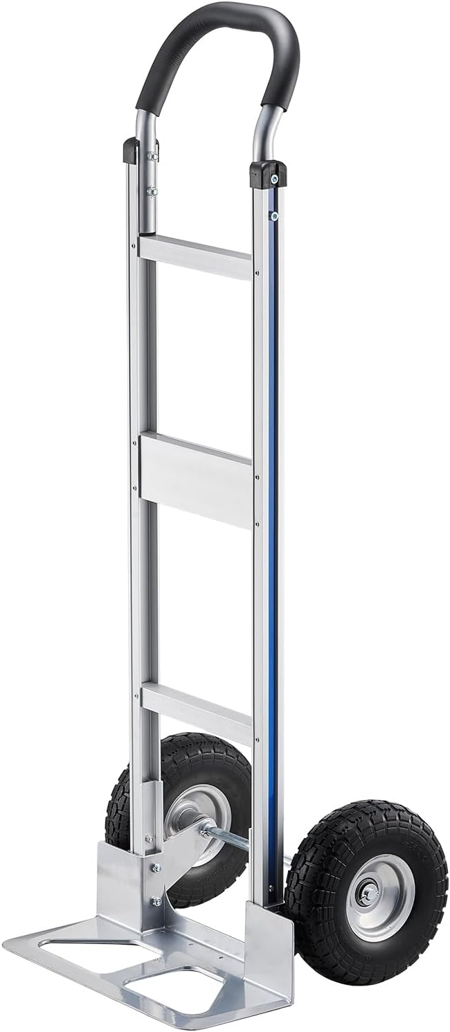 VEVOR Aluminum Hand Truck, Heavy-Duty Hand Truck Dolly with Non-Slip Wheels & Handle, 500 LBS Aluminum Alloy Portable Trolley Dolly with Tie-Down Strap for Moving Home, Office, Warehouse