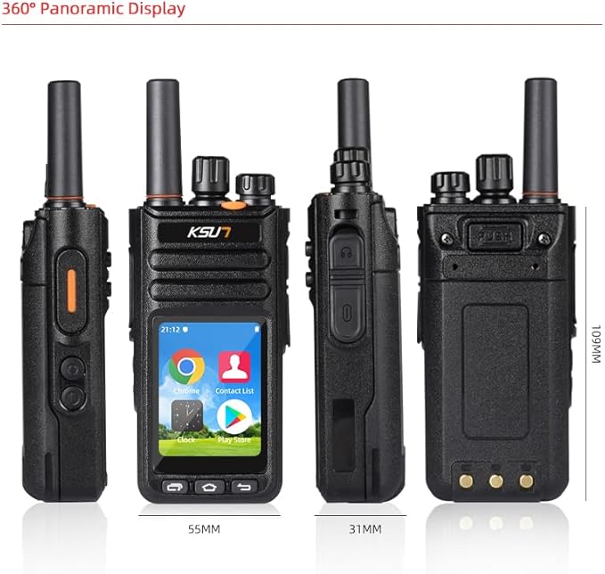 KSUN 4G Network Phones 2.4inch Touch Screen WiFi Radios with PTT Button Walkie Talkies Long Range 5000 Miles Support Bluetooth Android 9 POC Radio for Zello Real-PTT ZL65