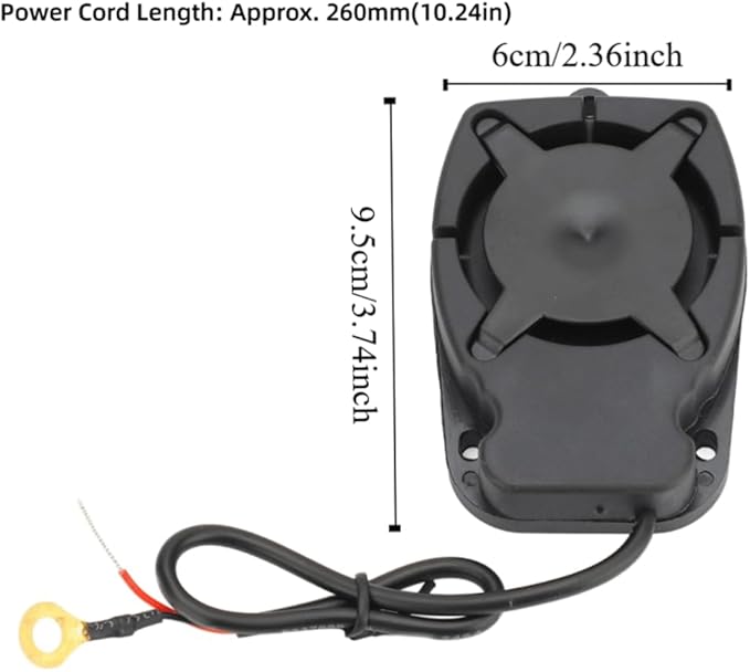 12V Electronic Buzzer Alarm 110DB – Loud Tone Horn Siren for Car Motorcycle Security, ABS Housing with 260mm Cord Length