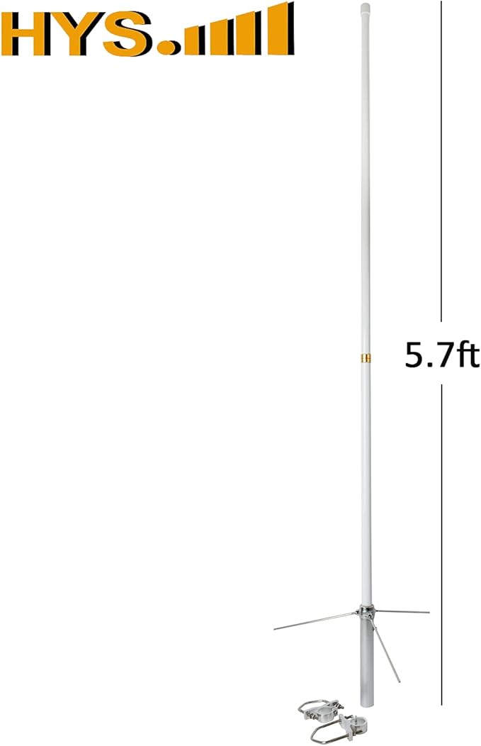 HYS Pre-Tuned Fiberglass Base Station Antenna for VHF/UHF 144/430MHz - 4.5dBi VHF & 7.2dBi UHF, SO239 Connector, 5.7ft Long, Weatherproof, for Ham Radio & Amateur Radio
