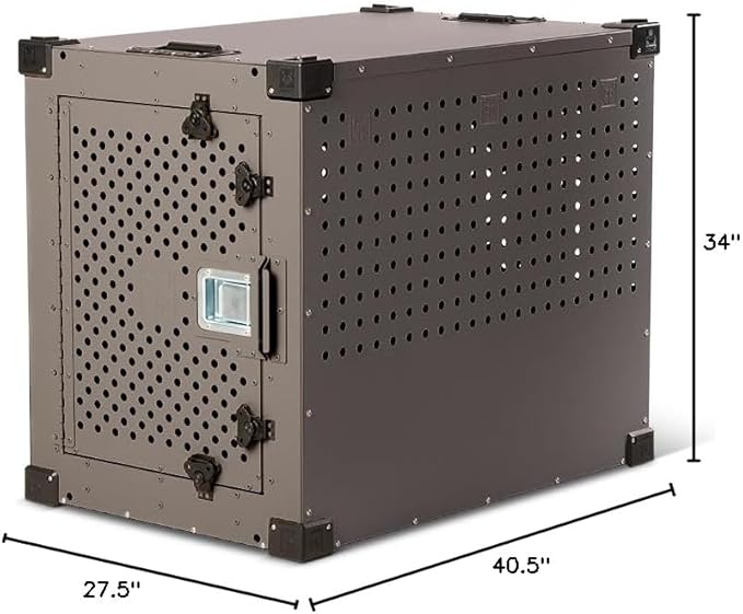Impact Indestructible High Anxiety Dog Crate for Extra Large Dogs - Heavy Duty Escape Proof Indoor Dog Kennel with Powder-Coated Aluminum - Ideal for Escape Artists (Gray 40"+ (40.5"L x 27.5"W x 34"H)