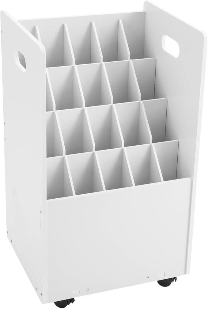 Blue Print Storage Organizer, 20 Slot Mobile Roll File Cart, Construction Plan Holders, Blueprint Cabinet with Wheels for Office Home Library