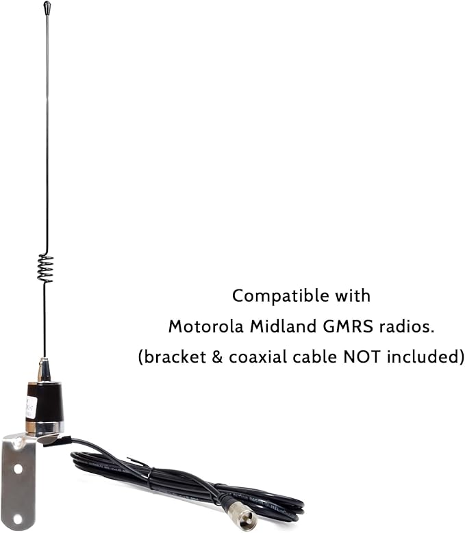 TWAYRDIO 17.7" GMRS Radio Antenna with NMO Connector, 462-467MHz GMRS Antenna for Motorola Midland Retevis Baofeng Mobile Transceiver, Requires NMO Mount