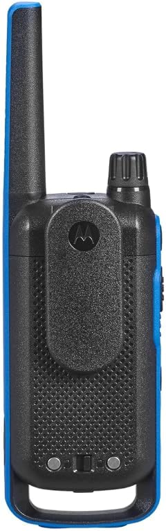 Motorola Solutions, Talkabout T802, Portable FRS Two Way Radio 6 Pack Walkie Talkies Blue/Black 22 Channels 3 Dual Charger Docks 6 PTT Earpieces