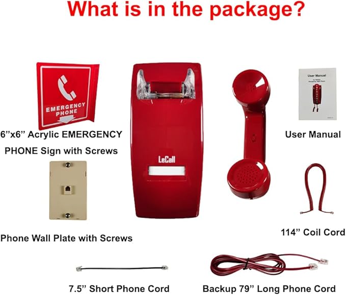 Emergency Phone/Emergency Wall Phone/Hotline Dialer Telephone, Auto Dial 911 and Programmable, No Dial keypad, TEP301