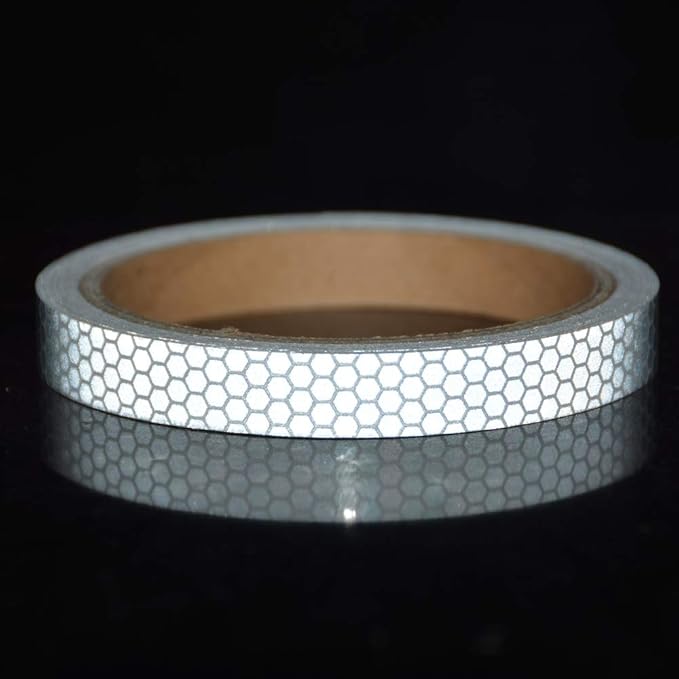 High-Intensity Reflective Tape for Vehicles Boats Clothes Helmets Mailboxes,0.5 Inch by 15 feet, Silver & White