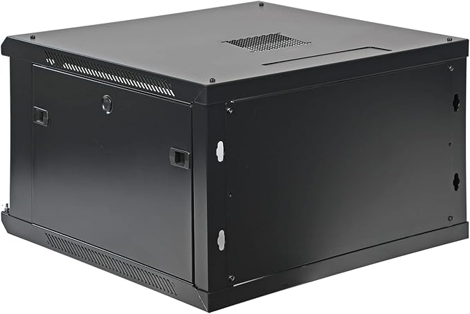 6U Professional Wall Mount Network Server Cabinet Enclosure 19-Inch Server Network Rack Meshed Door Mid-Depth Black