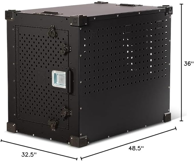 Impact Indestructible High Anxiety Dog Crate for XXL Dogs - Heavy Duty Escape Proof Indoor Dog Kennel with Powder-Coated Aluminum - Ideal for Escape Artists (Black, 48" (48.5" L x 32.5" W x 36" H)