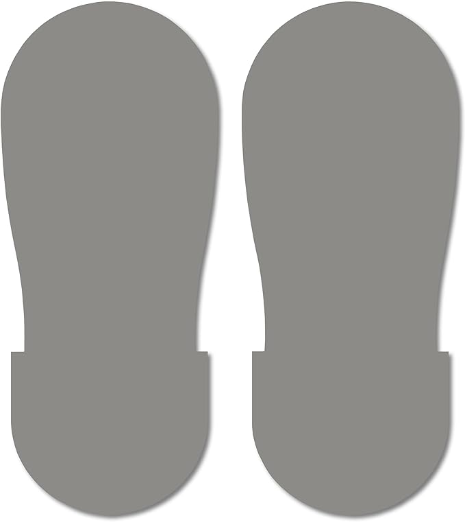 Mighty Line Big Footprints Floor Marking Tape for Safety, Caution, Warning, Heavy-Duty, Peel and Stick, Adhesive, Industrial Quality, 12" Long x 5" Wide, Gray, Pack of 50
