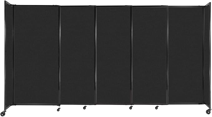 Versare Straightwall Sliding Portable Wall Partition | Freestanding Office Dividers | Locking Wheels | Temporary Room Separator | 11'3" Wide x 6' Tall Black SoundSorb Panels