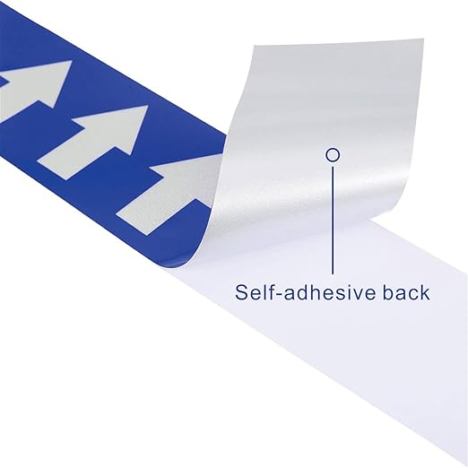 Beiyier 2-Pack Pipeline Flow Arrow Tape, Adhesive Vinyl Graphics Marking Sticker, Labels for Images Identification, White on Blue, 1.97" W x 65.6' L