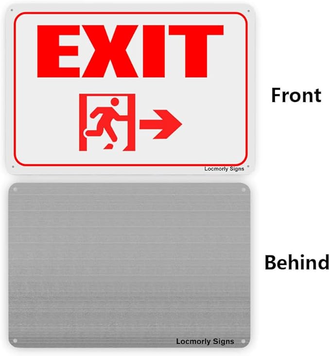 Aluminum Exit Sign, 12x16 Inch, Safety Sign for Indoor or Outdoor Use