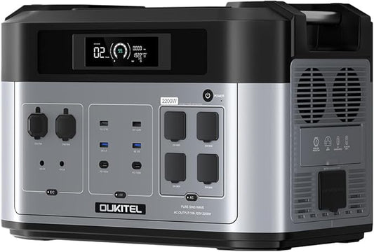Oukitel BP2000 Solar Generator, 2048Wh Power Station with LiFePO4 Batteries, 6 2200W AC Outlets, UPS Backup, Bi-directional Portable Power Station for Home Power Outage, Outdoor Camping RV