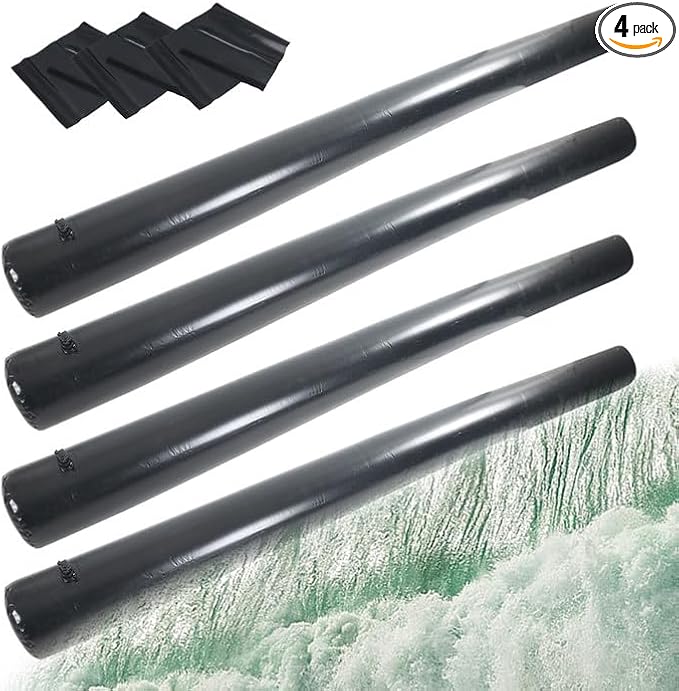 4 Pack PVC Flood Barriers Bags, 11.8Ft x 6.7 in Inflatable Flood Barriers for Home Water Barrier Bag Reusable Flood Prevention Barriers Sandbag Alternative for Home Outdoor Flood