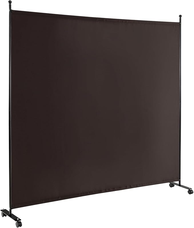 Giantex Room Divider Large Single Panel, 73''W x 73''H Privacy Screen with Lockable Wheels, Rolling Room Divider Panel for Home Office Studio, Partition Fabric Wall Divider for Room Separation, Brown