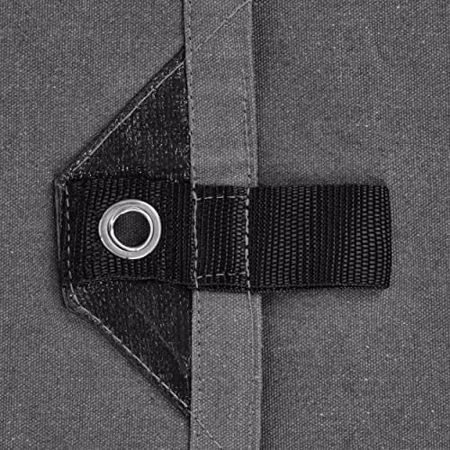 WHITEDUCK 12'x14' Canvas Tarp 18 oz/37 Mil Heavy Duty Waterproof UV Resistant, Rustproof Grommets, Industrial & Commercial Use Cloth Tarp (Finished Size: 11'6"x13'6", Grey)