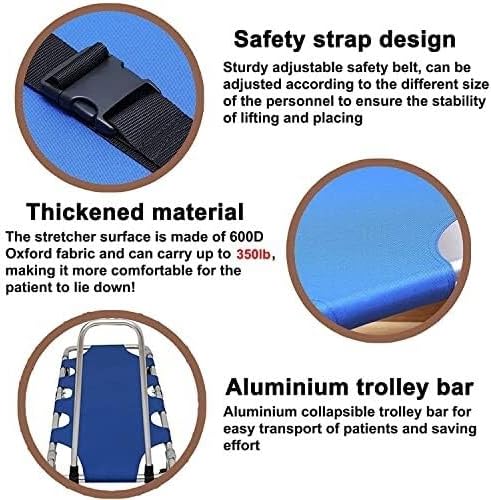 Folding Portable Stretcher with 4 Wheels - Lightweight Aluminum Emergency Rescue Stretcher for Hospital, Clinic, Home Care, and Sports - 350lb Capacity