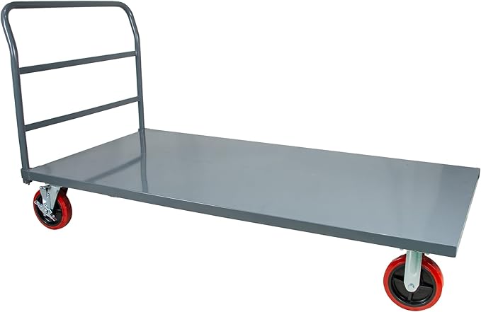 Flatbed Platform Cart Industrial Dolly – Heavy Duty 72” x 36” Hand Push Truck, Super Heavy Duty Flatbed with 2000Lb Capacity & 8'' Swivel Locking Wheels for Commercial Moving