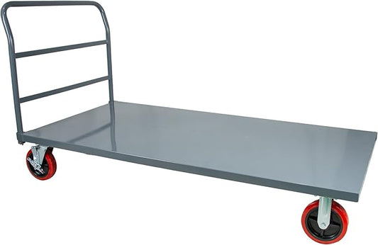 Flatbed Platform Cart Industrial Dolly – Heavy Duty 72” x 36” Hand Push Truck, Super Heavy Duty Flatbed with 2000Lb Capacity & 8'' Swivel Locking Wheels for Commercial Moving