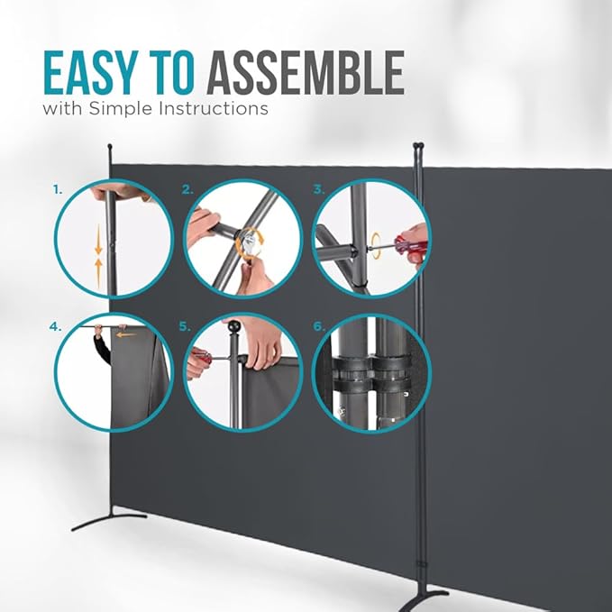 Steel-AID Triple-Panel Privacy Room Divider – Folding Partition Privacy Screen for Office, Classroom, Dorm Room, Kids Room, Studio, Conference - 216" x 72" - Easy to Assemble, Freestanding & Foldable