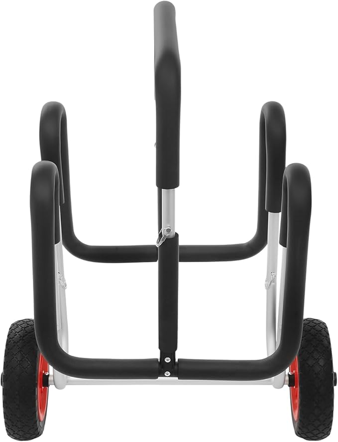 Kayak Cart, Heavy Duty Folding Canoe Transport Trolley with 10" Solid Wheels for Beach, 176lbs Capacity Carrier Stand Up Paddle Surfboard Trolley for 2 Kayaks, SUPs, Surfboards & Small Boats, Black
